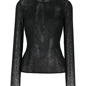 Marine Serre Black Fitted Embellished Blouse